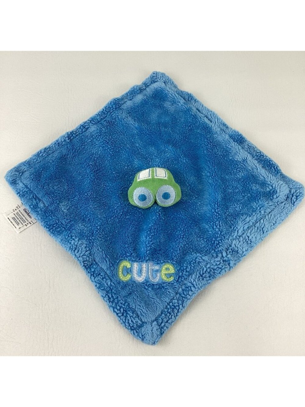 Gerber Baby Plush Green Car Lovey Security Blanket Soother Cute Satin Backing